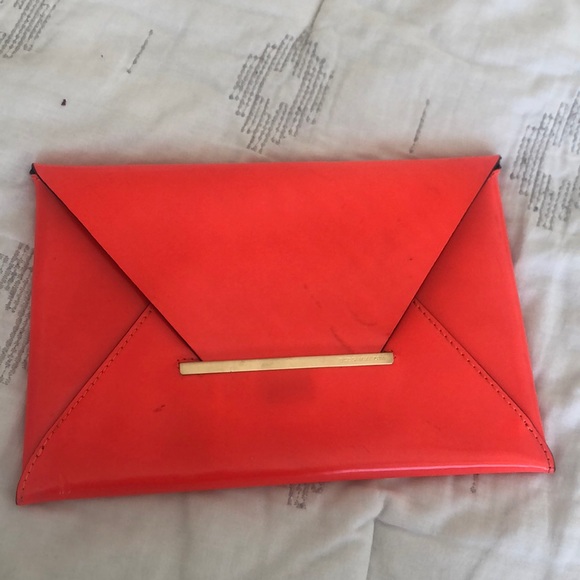 BCBGMaxAzria Handbags - BCBG maxazria neon orange envelope clutch
